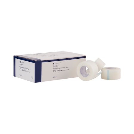 Kendall Hypoallergenic Clear Curity Plastic Medical Tape, 1 Inch x 10 Yard, Transparent, 120PK 8534C